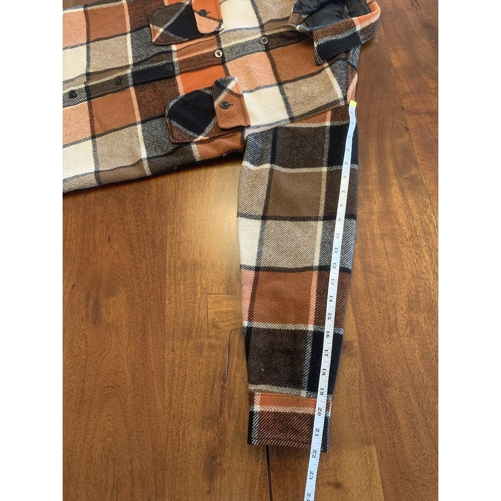 Vintage Penneys TownCraft Button Up Flannel Jacket Mens S Brown Plaid CPO 60s 70 - Picture 10 of 16